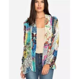 Johnny Was Gigi Velvet Patchwork Floral Kimono Blazer Jacket Cardi XS Fits S M L